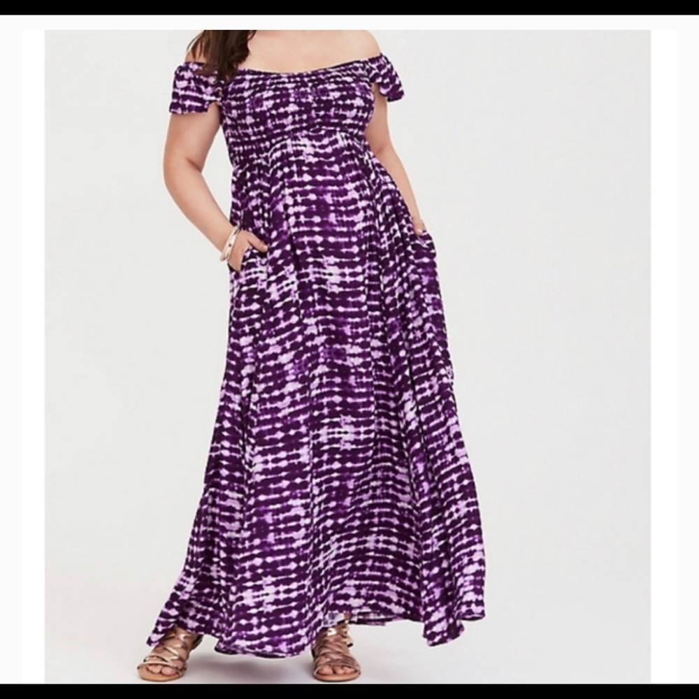 NWOT PURPLE TIE-DYE CHALLIS MAXI DRESS - size 1